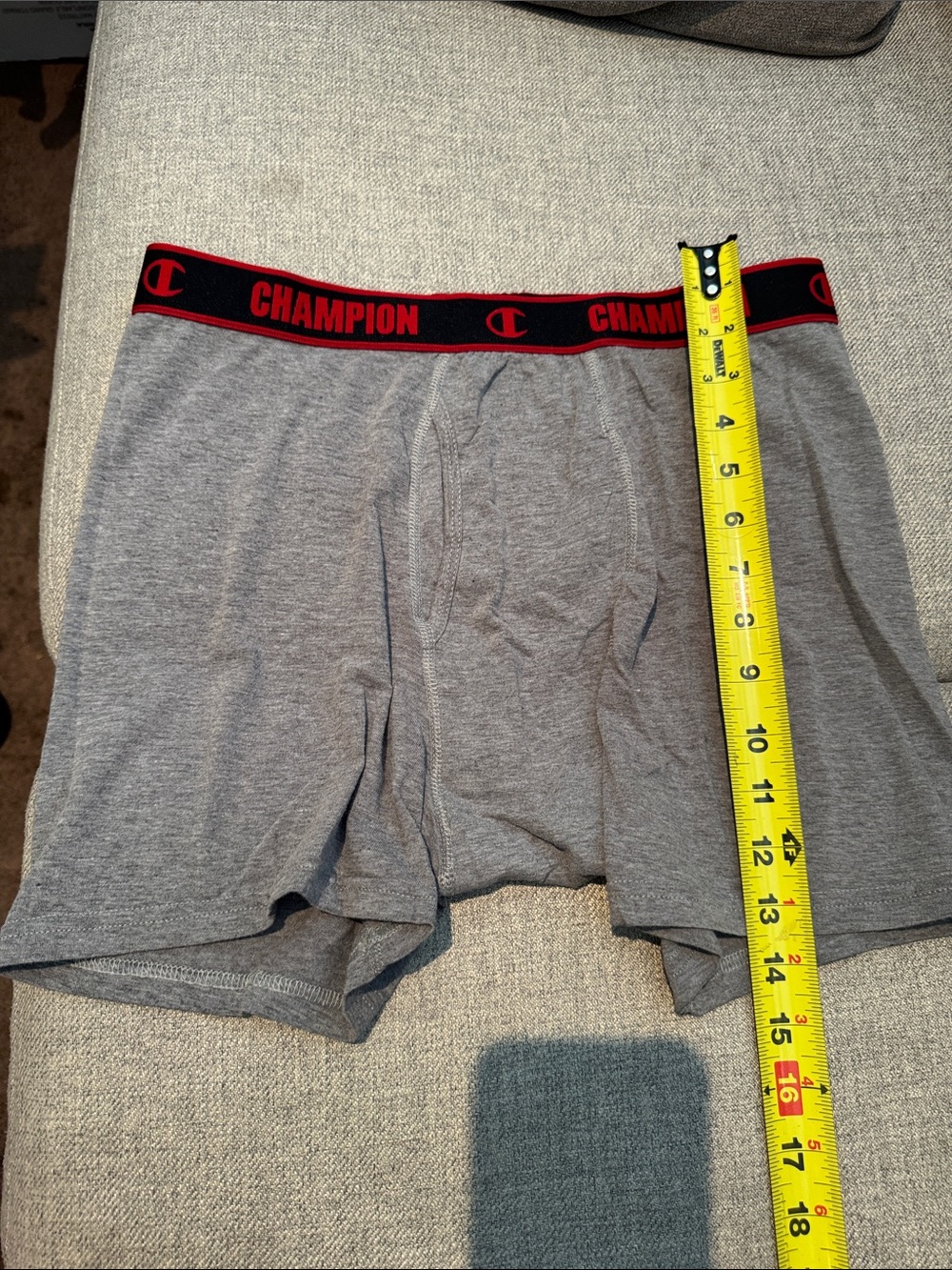 Champion Gray Boxer Briefs with Black and Red Logo Waistband